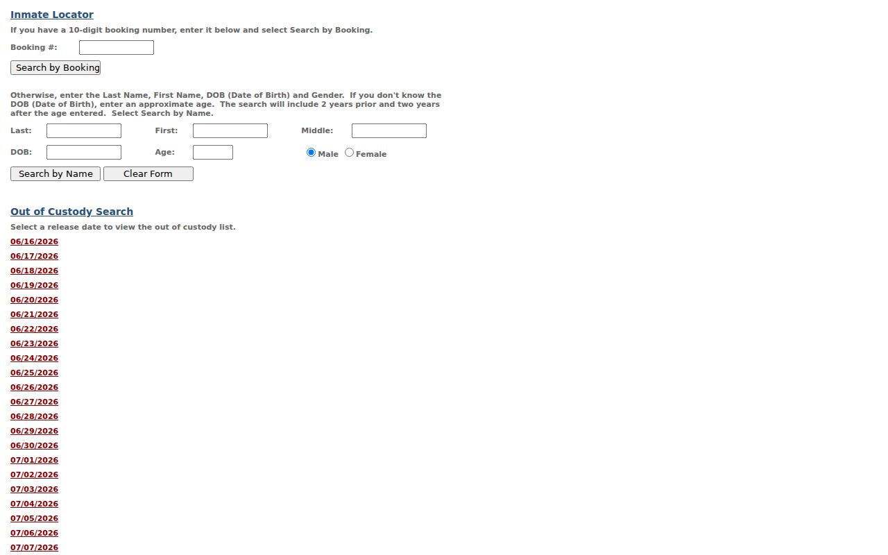 San Bernardino County arrest booking search fields