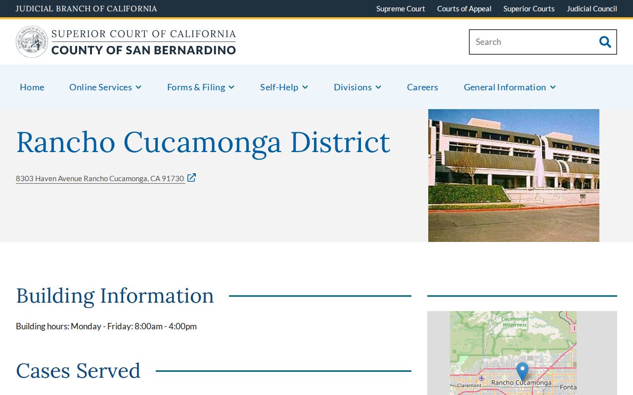 Rancho Cucamonga San Bernardino County criminal court contacts