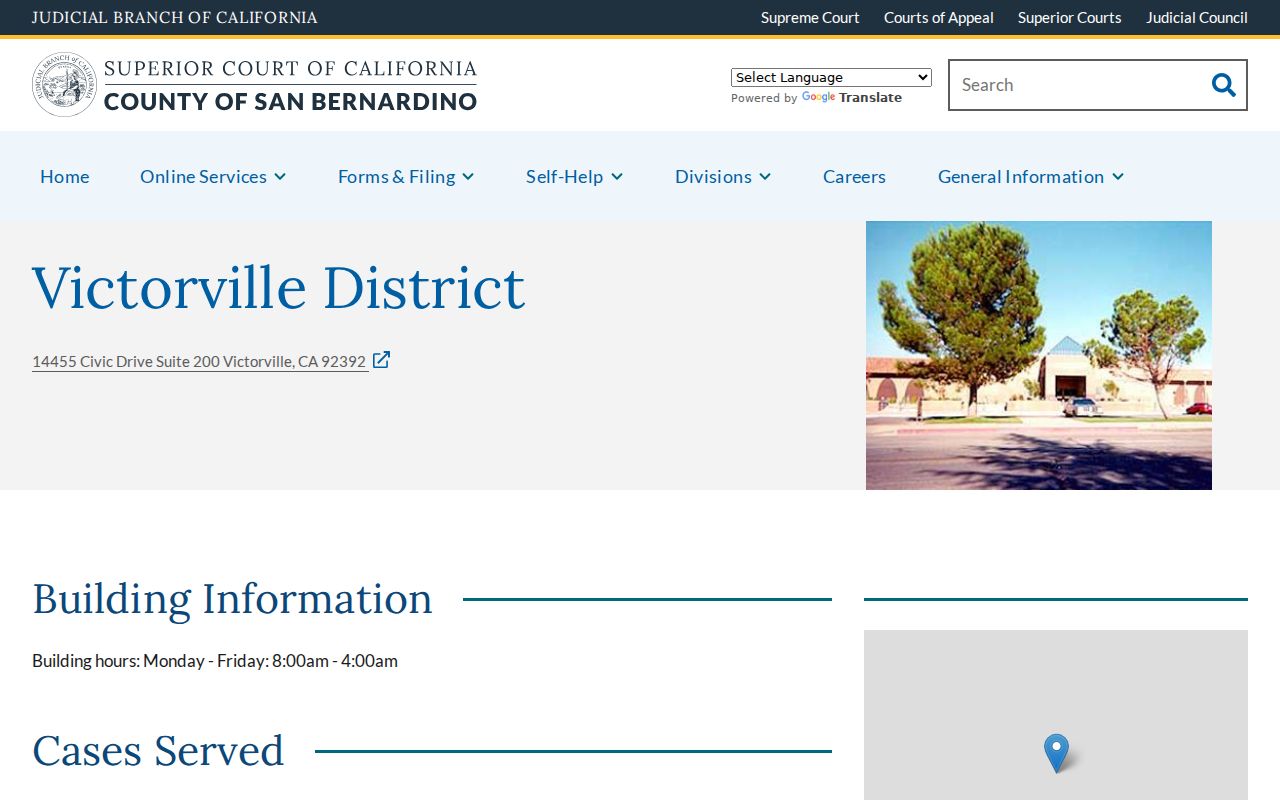 Victorville San Bernardino County criminal case clerk information