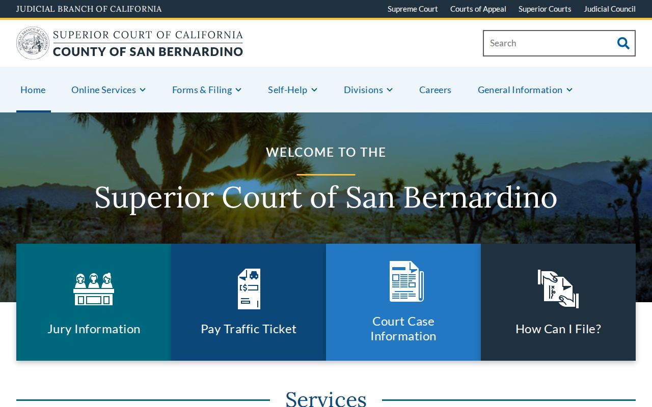 San Bernardino County Superior Court official home page